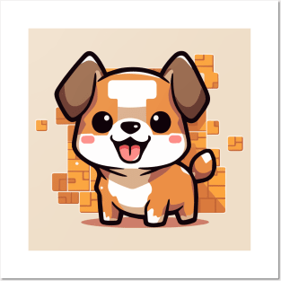 Cute dog with cubic background Posters and Art